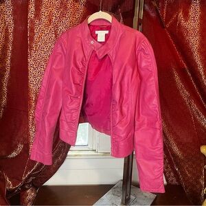 Pink 100% Leather Jacket (Medium)
